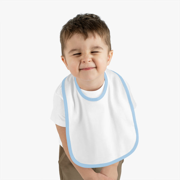 DESIGN YOUR OWN Baby Contrast Trim Jersey Bib, custom baby bib, personalized baby bib